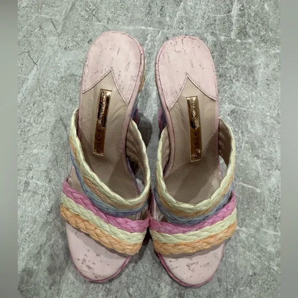 Sophia Webster Ines Woven Wedge Mid Espadrille Mule Slide Sandals 36 - Picture 7 of 7
